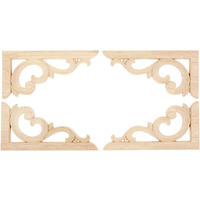 Muxsam Wood Carved Corners Appliques Onlays  2-Pair Unpainted Wood Caravings Decals For Cabinet Dresser Cupboard Mirrors Walls Doors Closet Fireplace Bed Frame Diy Craft Project  12X6Cm/4.72""X2.36""