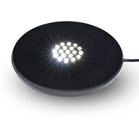 Asente 19 Led White Light Stand Base - Circular Illuminated Display Pedestal For 3D Crystal Glass Art - Led Light Base & Crystal Display Stand  Ac/Usb Plug Operated Lighted Acrylic  Crystal Base Black