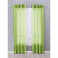 Decotex 2 Piece Sheer Voile Grommet Top Window Curtain Panel Drapes (54"" X 95""  Lime Green)