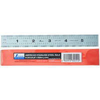 Shinwa H-3412A 6"" 150 Mm Rigid English Metric Zero Glare Satin Chrome Stainless Steel E/M Machinist Engineer Ruler/Rule With Graduations In 1/64  1/32  Mm And .5 Mm