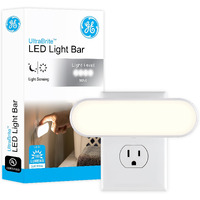 Ge Ultrabrite Led Light Bar Night Light  100 Lumens  1 Pack  Dusk-To-Dawn Sensor  Auto/On/Off Switch  Plug-In  Ideal For Dark Spaces  Bedroom  Bathroom  Kitchen  Hallway  Garage  White  12498