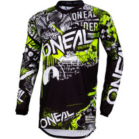 O'Neal Mens V-Neck Element Attack Jersey  Black/Hi-Viz  Small Us