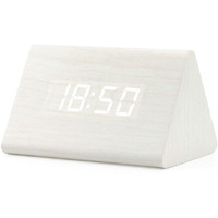 Oct17 Wooden Wood Clock  New Version Led Alarm Digital Desk Clock Adjustable Brightness  Alarm Time  Displays Time Date Temperature - White