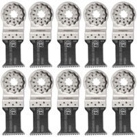 Fein Starlock E-Cut Standard Oscillating Saw Blade - Medium Waisted Shape 1-3/8"" Width For All Wood  Drywall And Soft Plastics - Fits Most Multitools - 10-Pack - 63502133290