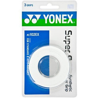 Yonex Overgrip Super Grap 3 Pack - Tennis  Badminton  Squash - Choice Of Colors (White)
