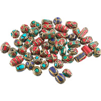 Ph Pandahall 50Pcs Tibetan Turquoise Beads Mixed Spacer Beads Round Column Beads Handmade Buddha Loose Beads For Earring Necklace Bracelet Jewelry Making