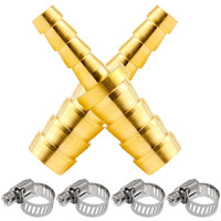Beduan Brass Hose Barb Reducer  5/16"" To 1/4"" Barb Hose Id  Reducing Barb Brabed Fitting Splicer Mender Union Air Water Fuel (Pack Of 2)