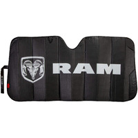 Plasticolor 003860R01 Ram Logo Black Matte Finish Front Windshield Accordion Sunshade