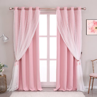 Sofjagetq Blackout Sheer Curtains Set - Double Layers Stylish Mix & Match Elegance White Crushed Voile X Blackout Curtains With Tie-Backs For Nursery Bedroom  52 By 108 Inches  Light Pink  2 Pcs