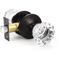 Knobwell Classic Round Crystal Door Knobs Set Of 6  Passage Function For Hall And Closet With Victorian Plate Rosettes  Oil Rubbed Bronze