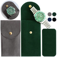 Besforu 4 Pcs Watch Travel Case For Men And Women Portable Velvet Watch Pouch Watch Storage Bag And Organizer (1Black+1Green+1Blue+1Gray)