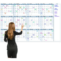 Large Dry Erase Calendar For Wall - Yearly Wall Calendar Dry Erase  37"" X 57.9""  12-Month Undated Blank Calendar Planner  Reusable Laminated Task Organizer With Note  Great For Office  Classroom  Home