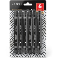 Arteza Black Fabric Markers  Set Of 6  Dual-Tip Permanent Laundry Pen Set  Art Supplies To Create Fade-Proof Designs On Shirts  Shoes & Canvas