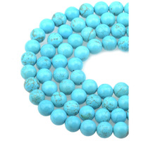 Lpbeads 100Pcs 8Mm Blue Turquoise Gemstone Round Loose Beads For Jewelry Making With Crystal Stretch Cord