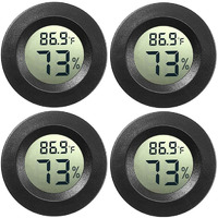 Jedew 4-Pack Mini Hygrometer Thermometer Digital Lcd Monitor Indoor/Outdoor Humidity Meter Gauge Temperature For Humidifiers Dehumidifiers Greenhouse Reptile Humidor Fahrenheit(?)/ Celsius(?)