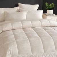 Hyprest Velvet Comforter King 3 Pcs Luxury Elegant Velvet Duvet Ultra Soft White Bedding Comforter Sets