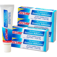 Secure Waterproof Denture Adhesive - Zinc Free - Extra Strong Hold For Upper  Lower Or Partials - 1.4 Oz (Pack Of 5)