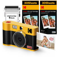 Kodak Mini Shot 2 Era 4Pass 2-In-1 Instant Camera And Photo Printer (Yellow  Camera + Initial 8 Sheets + 60 Sheets)