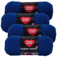 Red Heart Super Saver Yarn (4-Pack Of 7Oz Skeins) (Royal)