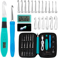 Crochet Hooks Set Digital - Original Ergonomic Counter To Track Rows And Stitches - Crochet Kit With 18 Different Size Interchangeable Crochet Needle With 2 Levels Led
