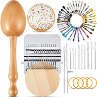 Darning Egg Mini Darning Loom Darning Egg For Socks 14 Hooks Small Speedweve Style Weaving Loom Darning Loom With 9 Pcs Large Eye Needles 50 Colors Darning Thread For Handcraft Diy Weaving Repair Tool