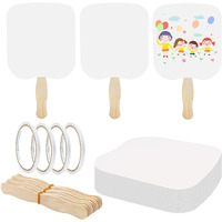 Fansunta 30 Pieces Church Fans Handheld Set  Including Fan Handle Craft Sticks Wavy Wooden Sticks  Blank White Cardstock  Double Sided Tape Church Fans For Diy Crafting Painting