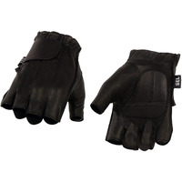 Milwaukee Leather Sh442 Men's Black Leather Gel Padded Palm Fingerless Motorcycle Hand Gloves W/Soft Genuine Leather - Large