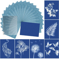 Sun Print Paper Kit Cyanotype Paper  24 Sheets Cyanotype Papers With 1 Sheet Acrylic Panel  High Sensitive Nature Sun/Solar Activated Sun Printing Art Paper For Arts Crafts Diy Project