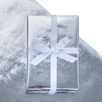 Lezakaa Silver Gift Wrapping Paper - Vintage Floral Embossed Foil Mini Roll For Birthday  Christmas Holiday - 17 Inches X 32.8 Feet (46.25 Sq.Ft.)