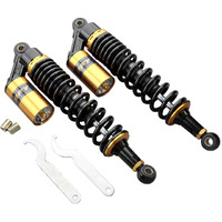 Newsmarts Pair Adjustable 13.5 Inch 340Mm Atv Motorcycle Air Shock Absorbers Nitrogen Suspension Universal Fit For Atv Utv Go Kart Quad Dirt Sport Bikes Cafe Racer (Gold And Black)