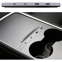 Leikaendi Car Usb Hub Charger For Tesla Model Y 2021-2024 And Model 3 2021-2023  Support Usb-C Fast Charging  Center Console Multiport Phone Charger Oem Docking Station Adapter Accessories