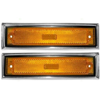Parts N Go 1978-1987 Ck Pickup Suburban Fender Marker Light With Chrome Trim Front Driver & Passenger Side Left Right Hand - 915557 Gm2550115  915558 Gm2551107