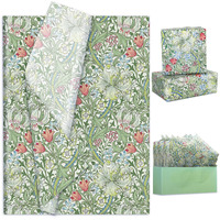 Jarthenaamcs 100 Sheets Vintage Floral Tissue Paper Greenery Gift Wrapping Paper Green Flower Decorative Art Paper For Diy Crafts Birthday Baby Shower Party Home Supplies  14 X 20 Inch