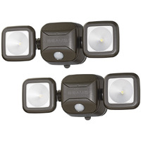 Beams Mb3000 High Performance 500 Lumen Wireless Battery Powered Motion Sensing Led Dual Head Security Spotlight  Brown  2-Pack