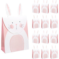 Cheerland 12 Pcs Easter Day Paper Gift Bags Adorable Bunny Rabbit Sweet Candy Bags For Happy Easter Garden Tea Party Favors Decorations Supplies
