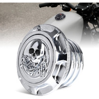 Sresk Sportster Gas Cap For Harley  3D Skeleton Cnc Aluminum Fuel Tank Cover Oil Cap For Sportster Xl 1200 883 X48 Road King Softail Dyna Touring Right-Hand Thread Non Vented (Chrome)