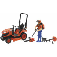 New-Ray 1/18 Kubota Bx2670 Lawn Tractor With Figure & Accessories Ss-33453