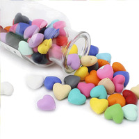 40Pcs Heart Silicone Beads Mix Color Silicone Beads Bulk Spacer Beads Colorful Shaped Beads For Diy Craft Garland Keychain Lanyard Necklace Bracelet Jewelry Making Accessories Handmade Crafts