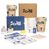 Sculpd Pottery Starter Kit - Air Dry Clay With Gloss Varnish  Tools  Paints And Brushes For Beginners. Step-By-Step Guide Included.