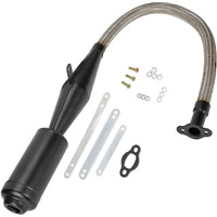 Fvrito Stainless Steel Flexible Exhaust Muffler Pipe Silencer Gasket For 2 Stroke 49Cc 60Cc 66Cc 80Cc 100Cc Engine Gas Motorized Bicycle Motor Bike Black