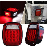 Tail Lights Assembly Replacement For 1979-2006 Wrangler Tj Yj Cj5 Cj7 Red Square Rear Combination Tail Lamps With Passenger And Driver Side Marker Stop Turn Signal Brake Lights Dot Certified  2Pcs