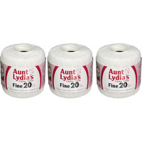 Coats Crochet Aunt Lydia's Crochet  Cotton Fine Size 20  White (3 Pack)
