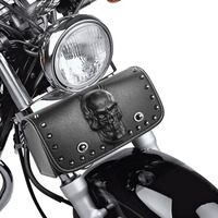Yhtimiox Universal Motorcycle 3D Skull Tool Saddlebags Front Fork Handlebar Bag Pu Leather Sissybar Storage Pouch Compatible With Harley Dyna Scooter Softail Sportster Road King Honda Kawasaki Suzuki