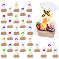 Fainne 106 Pcs Basket For Gifts Empty  Gift Basket Bulk Include 30 Gift Basket Empty With Handles 40 Plastic Bags And 36 Multicolor Bows For Christmas Thanksgiving Wedding Birthday Party(Brown)