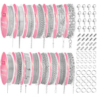 Necklace Chains For Jewelry Making  111.5 Feet 15 Rolls Stainless Steel Jewelry Chains For Diy Necklace Bracelet Jewelry Making Accessories With Stainless Steel Jump Rings/Lobster Clasps/Connectors