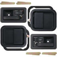 Apperfit Exterior & Interior Door Handles W/Keepers Compatible With Jeep Wrangler Yj Tj 1991-2006 With Full Doors Replaces 55176382Ae 55176383Ae 55176477Ab 55176476Ab