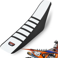 Mchmfg Universal Ribbed Dirt Bike Seat Cover - Gripper Soft Seat Cover For Most Dirt Pit Bike Motorcycle Black-White