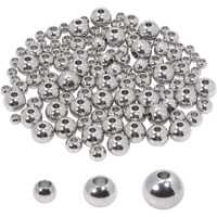 Shapenty 4Mm 6Mm 8Mm Round Stainless Steel Spacer Beads Seamless Smooth Loose Connector Beads Ball For Diy Bracelet Necklace Earring Pendant Jewelry Making Christmas Ornaments Craft Project  120Pcs
