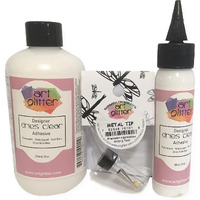 Art Institute Glitter Designer Dries Clear Adhesive Bundle 8Oz 2Oz  Metal Tip