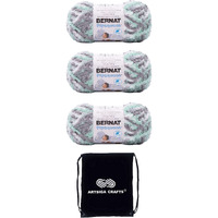 Bernat Pipsqueak Seaspray Variegated 162059-59754 (3-Skeins - Same Dye Lot) Chunky Bulky #5 Polyester Yarn For Crocheting And Knitting - Bundle With 1 Artsiga Crafts Project Bag